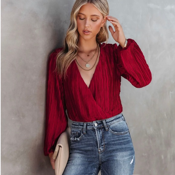 Red Billowy Bodysuit - Picture 4 of 5